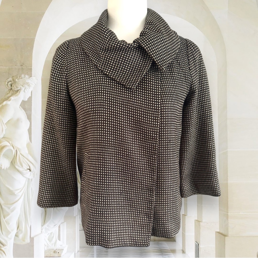 Banana Republic Womens Brown Knit Collared Coat Jacket Size 0 - Picture 3 of 13